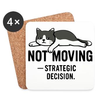 T-shirt Lazy cat – Not moving - Dessous de verre (lot de 4) - blanc - Devant