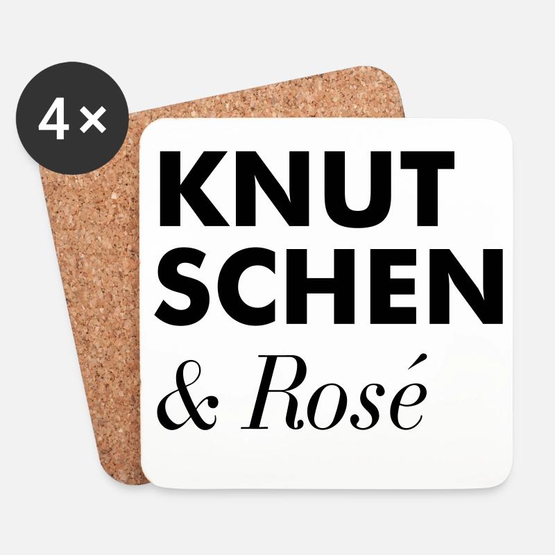 Knutschen Rosé Sommer Tshirt - Untersetzer (4er-Set) - Weiß