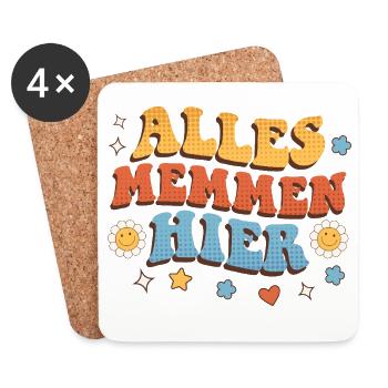 Malle ALLES MEMMEN HIER Retro Lustig - Dessous de verre (lot de 4) - blanc - Devant
