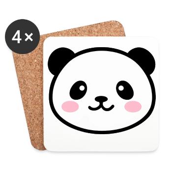 Visage de Panda Kawaii - Dessous de verre (lot de 4) - blanc - Devant