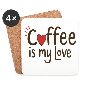 Le café est mon amour, dicton sur le café - Dessous de verre (lot de 4) - blanc - Devant