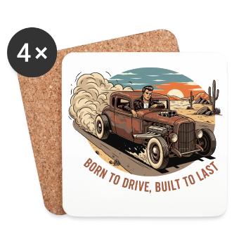 Retro Hot Rod Adventure - Coasters (set of 4) - white - Front