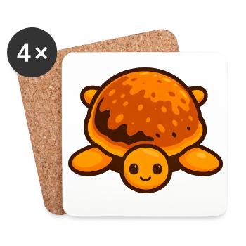 Tortue fantaisiste façon crêpe avec carapace brillante - Dessous de verre (lot de 4) - blanc - Devant
