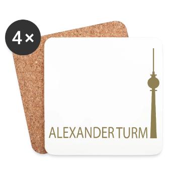 Witziger Berliner Fernsehturm Silhouette Parodie - Untersetzer (4er-Set) - Weiß - Vorne
