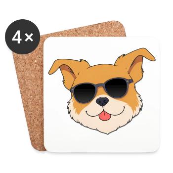 Funny dog with sunglasses design - Coasters (set of 4) - white - Front