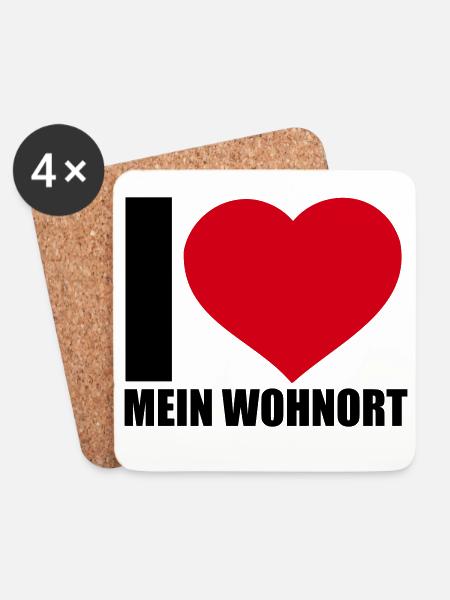 Liebe Wohnort - Untersetzer (4er-Set) - Weiß
