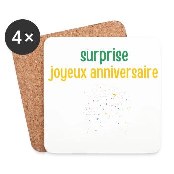 surprise joyeux anniversaire  - Dessous de verre (lot de 4) - blanc - Devant