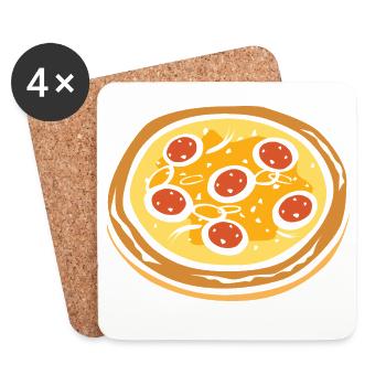 Pizza Salami Design – Funny Food Motif - Coasters (set of 4) - white - Front