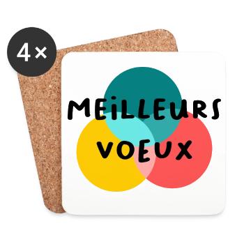 BONNE ANNEE. SAINT SYLVESTRE. NOUVELLE ANNÉE - Dessous de verre (lot de 4) - blanc - Devant