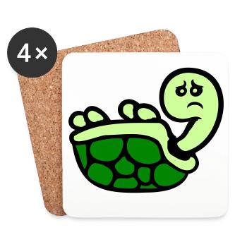 Tortue renversée sur le dos, triste - Dessous de verre (lot de 4) - blanc - Devant