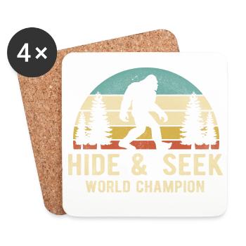 Champion du monde de cache-cache – Funny Bigfoot - Dessous de verre (lot de 4) - blanc - Devant