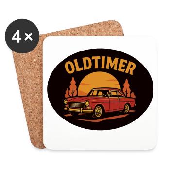 Vintage Auto Oldtimer Sunset Design - Untersetzer (4er-Set) - Weiß - Vorne