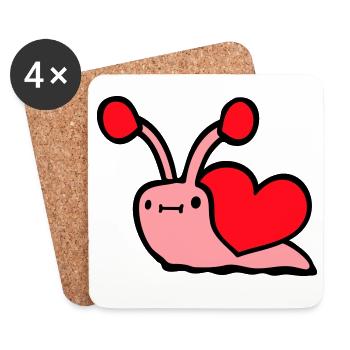Escargot Coeur Escargot Coquille Mignon Amour Romantique - Dessous de verre (lot de 4) - blanc - Devant