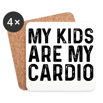 Mes enfants sont mon cardio workout fitness funny gym - Dessous de verre (lot de 4) - blanc - Devant