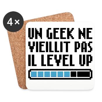 A geek doesn't get old, he level up Retro Gaming - Coasters (set of 4) - white - Front