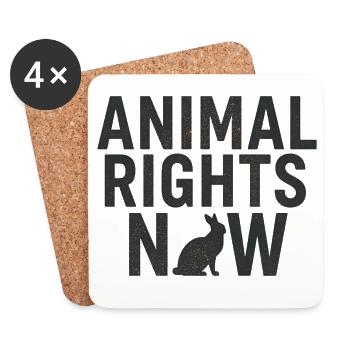Animal Rights Now Déclaration Typographie - Dessous de verre (lot de 4) - blanc - Devant