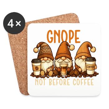 Gnope Not Before Coffee Funny Gnome Quote - Coasters (set of 4) - white - Front