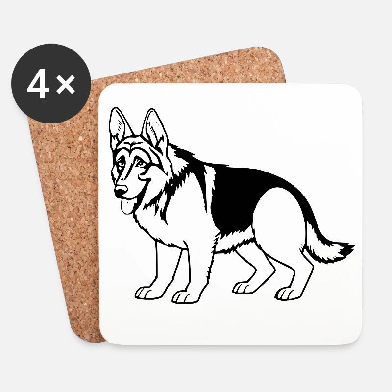 Schäferhund Hund - Untersetzer (4er-Set) - Weiß