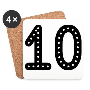 10. 10 YEARS. 10th ANNIVERSARY. 10 YEAR ANNIVERSARY. - Coasters (set of 4) - white - Front