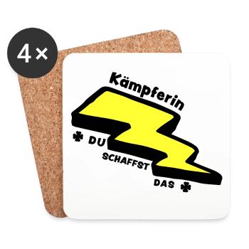 Lucky Charm: Fighter - You can do it! - Coasters (set of 4) - white - Front