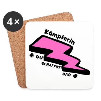 Glücksbringer: Du schaffst das! Kämpferin - Untersetzer (4er-Set) - Weiß - Vorne