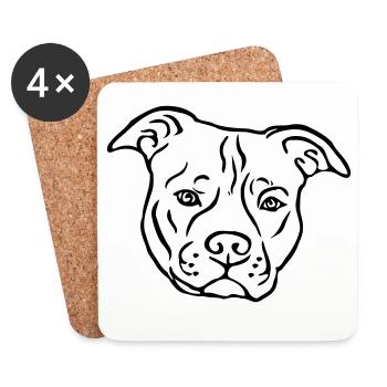 American Satffordshire Terrier Kopf - Untersetzer (4er-Set) - Weiß - Vorne