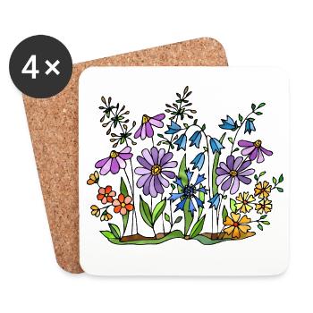 Fleur - Dessous de verre (lot de 4) - blanc - Devant