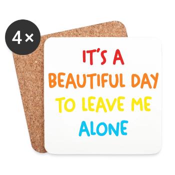 Belle journée Laissez-moi tranquille - Dessous de verre (lot de 4) - blanc - Devant