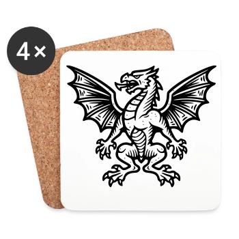 Medieval Coat of Arms Dragon Heraldry symbol_2 - Coasters (set of 4) - white - Front