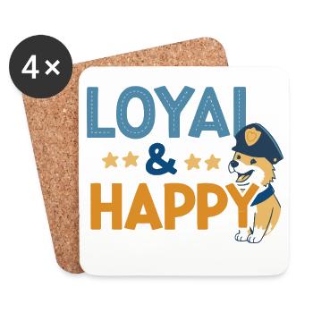 Loyal & Happy Police Dog - Coasters (set of 4) - white - Front