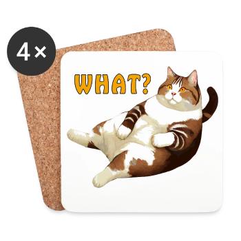 CAT FAT LIES WHAT - Coasters (set of 4) - white - Front