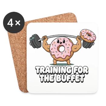 Donut Musculation Humour - Dessous de verre (lot de 4) - blanc - Devant