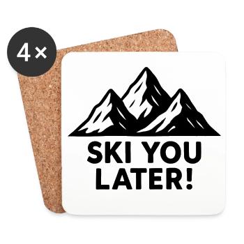 Verschneite Berge – Ski You Later! - Untersetzer (4er-Set) - Weiß - Vorne