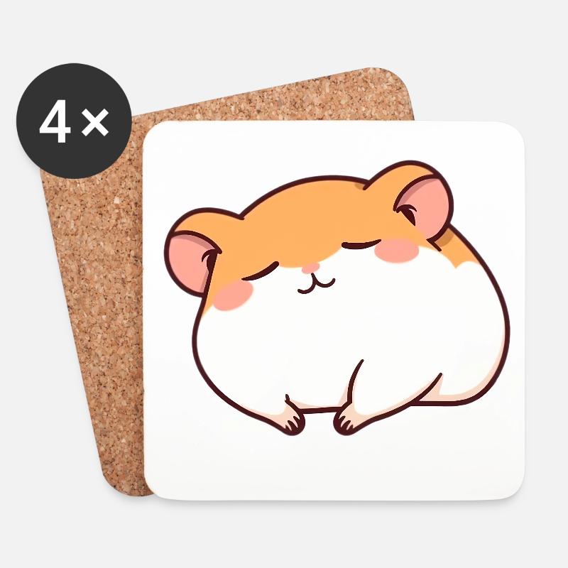 Schlafender Hamster - Untersetzer (4er-Set) - Weiß