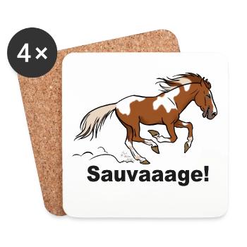 Magpie Wild Horse (for light textiles) - Coasters (set of 4) - white - Front