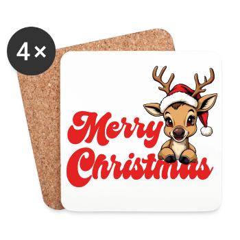Noël de rennes Joyeux Noël - Dessous de verre (lot de 4) - blanc - Devant