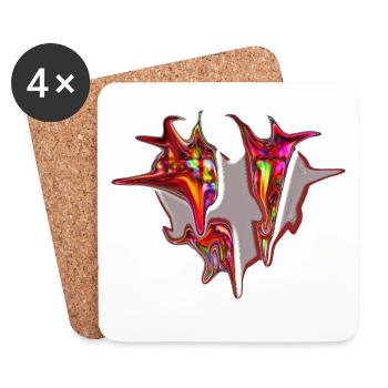 Iridescent swirling heart - Coasters (set of 4) - white - Front