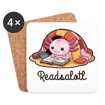 Readsalotl Axolotl Lecture Livres - Dessous de verre (lot de 4) - blanc - Devant