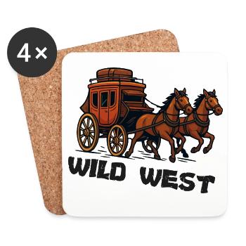 Carrosse western sauvage - Dessous de verre (lot de 4) - blanc - Devant