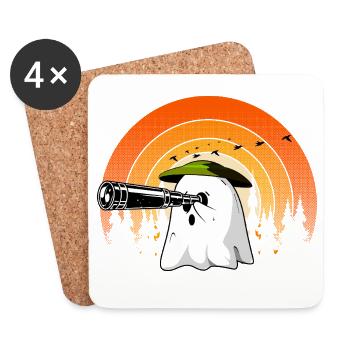 Bird Watcher Ghost Halloween Birder Lazy Costume - Dessous de verre (lot de 4) - blanc - Devant