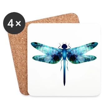 Schillernde Libelle in Blau-Grünen Farbtönen - Untersetzer (4er-Set) - Weiß - Vorne