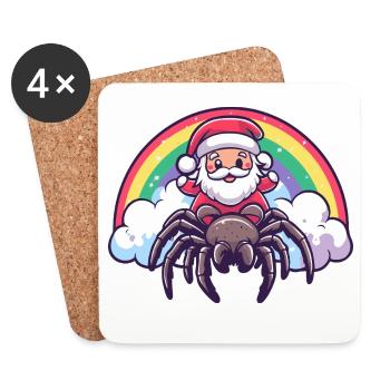 Tarentule Père Noël - Dessous de verre (lot de 4) - blanc - Devant