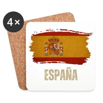 Drapeau grunge de l’Espagne, fierté espagnole - Dessous de verre (lot de 4) - blanc - Devant