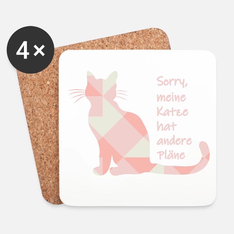 Katzenspruch - Sorry, meine Katze hat andere Pläne - Untersetzer (4er-Set) - Weiß