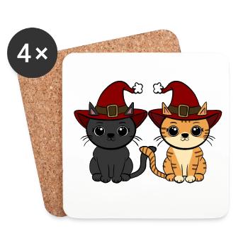 Chats Noël - Dessous de verre (lot de 4) - blanc - Devant