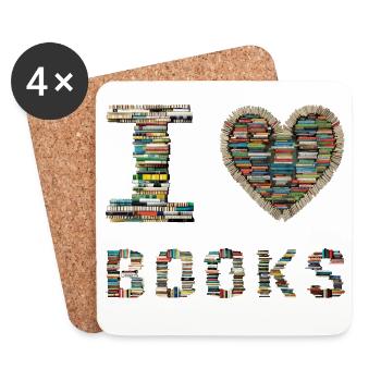 I love books / book fan - Coasters (set of 4) - white - Front