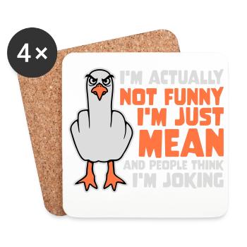Seagull Middle Finger Not Funny Mean People Think Joke - Coasters (set of 4) - white - Front