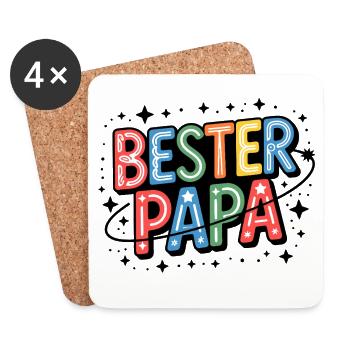 Bester Papa Neon Farbiges Design - Untersetzer (4er-Set) - Weiß - Vorne