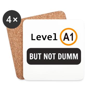  Language level A1, but not dumm - Coasters (set of 4) - white - Front
