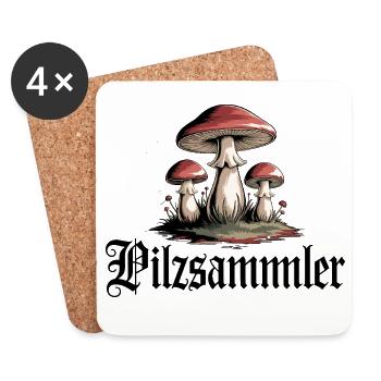 Champignon mystique paysage forêt motif - Dessous de verre (lot de 4) - blanc - Devant